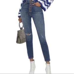 ALICE + OLIVIA High Rise Distressed Skinny